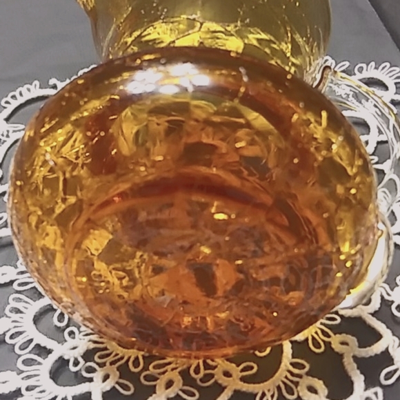 Vintage Amber Crackle Glass Pitcher - Picture 6 of 6